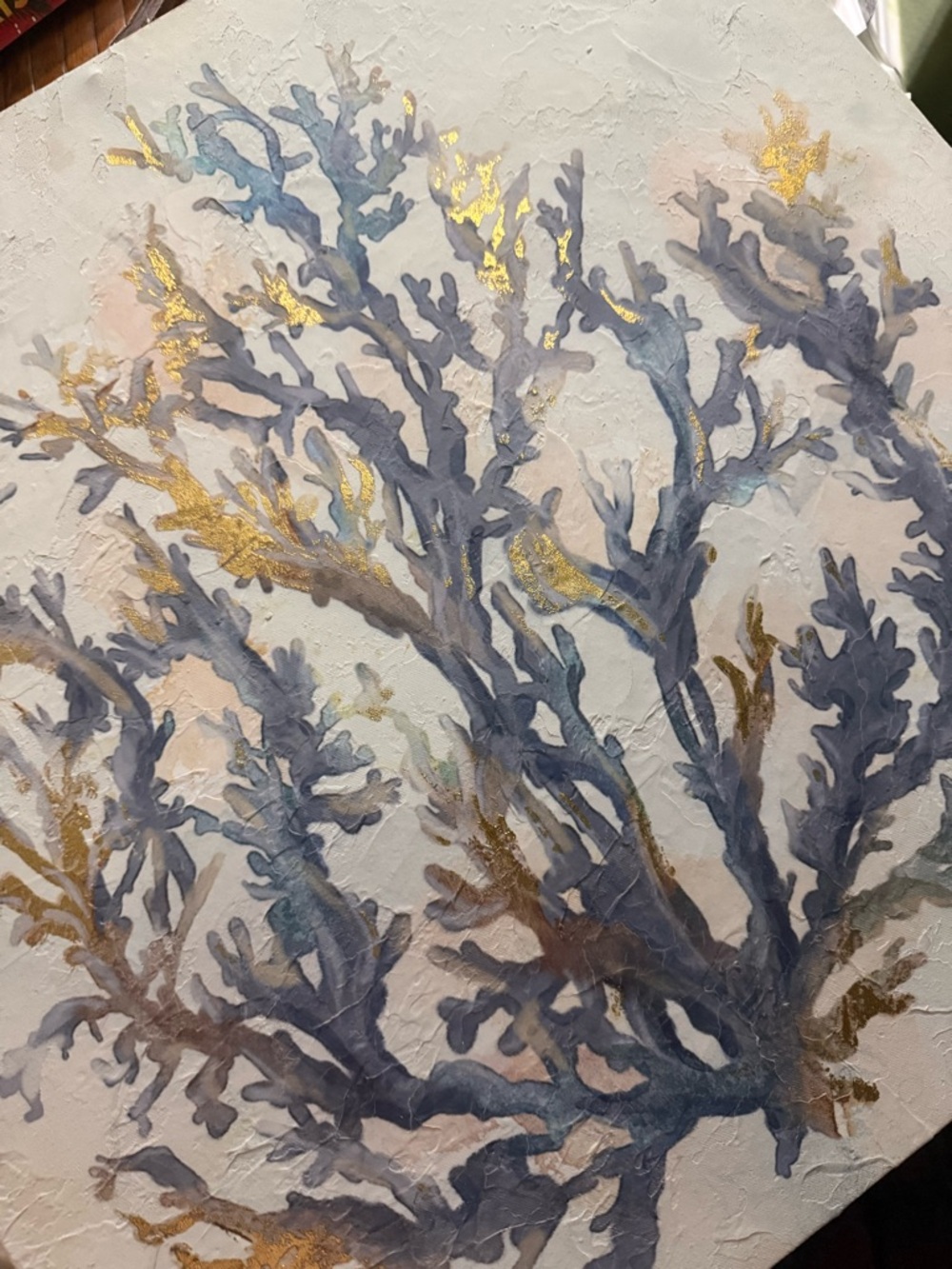 Hobby Lobby Pink and Blue Wall Art with Gold Accents